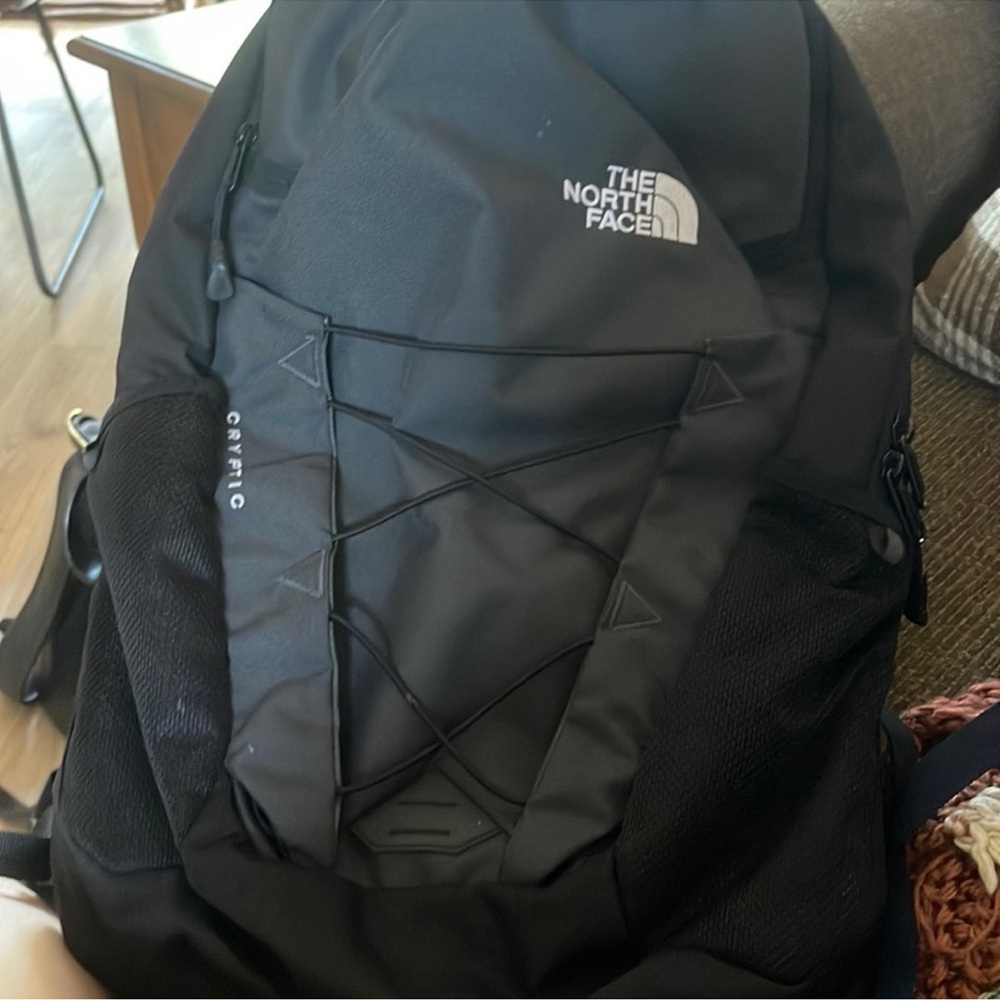 north face black backpack